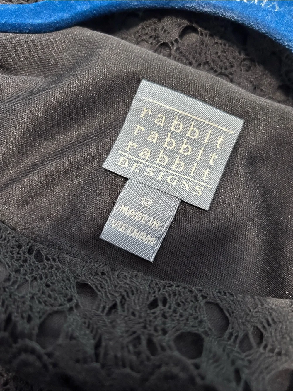 Rabbit Rabbit Rabbit Designs Black Crochet Dress Size 12